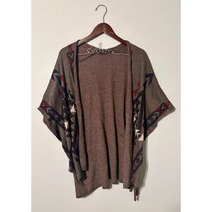 Bajee Collection by Becool One Size Aztec Design Short Sleeve Poncho Cardigan